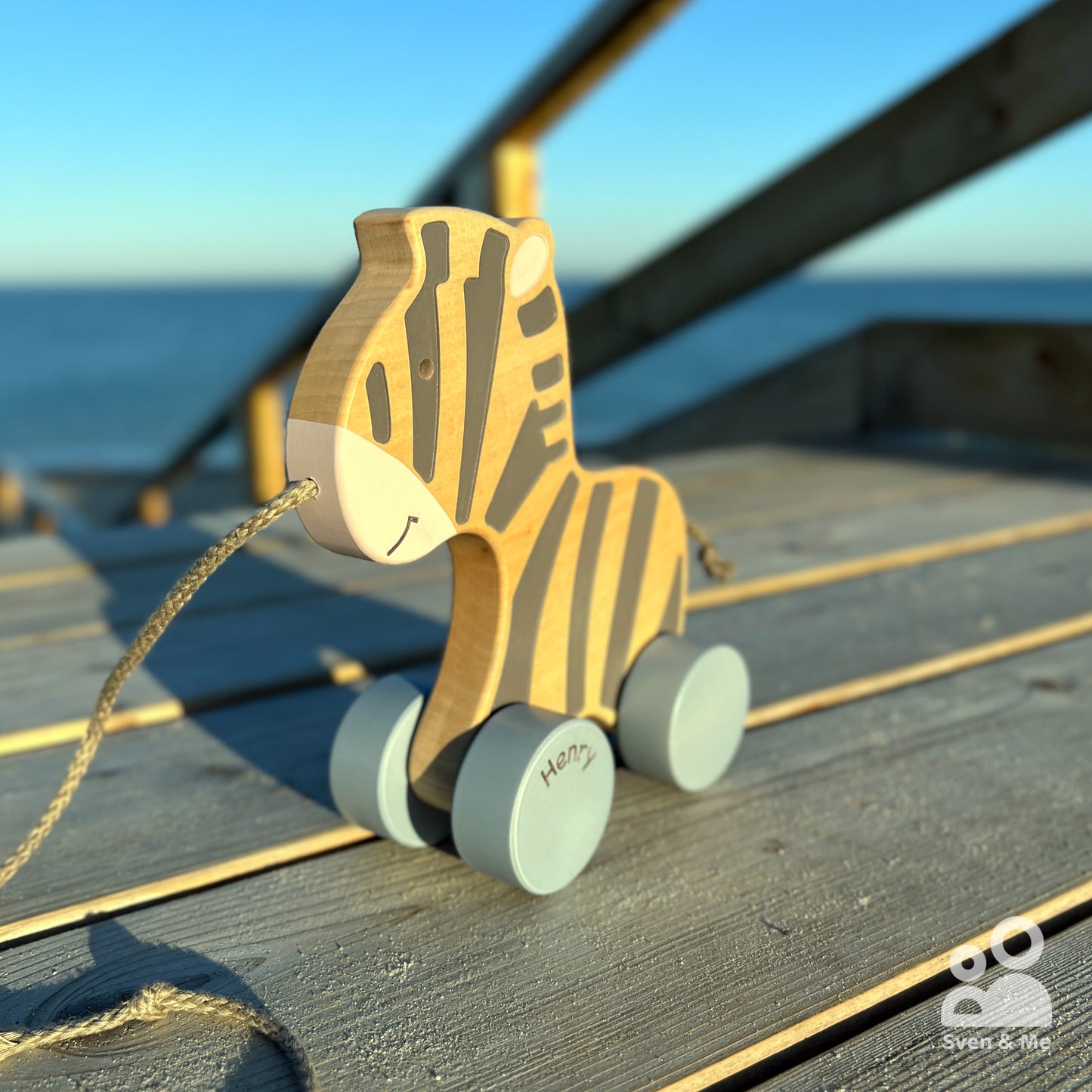 Wooden pull toy Zebra