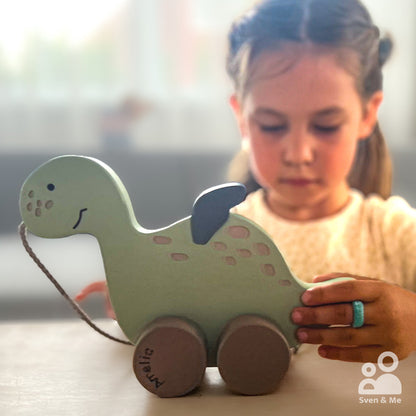 Wooden pull toy Dino