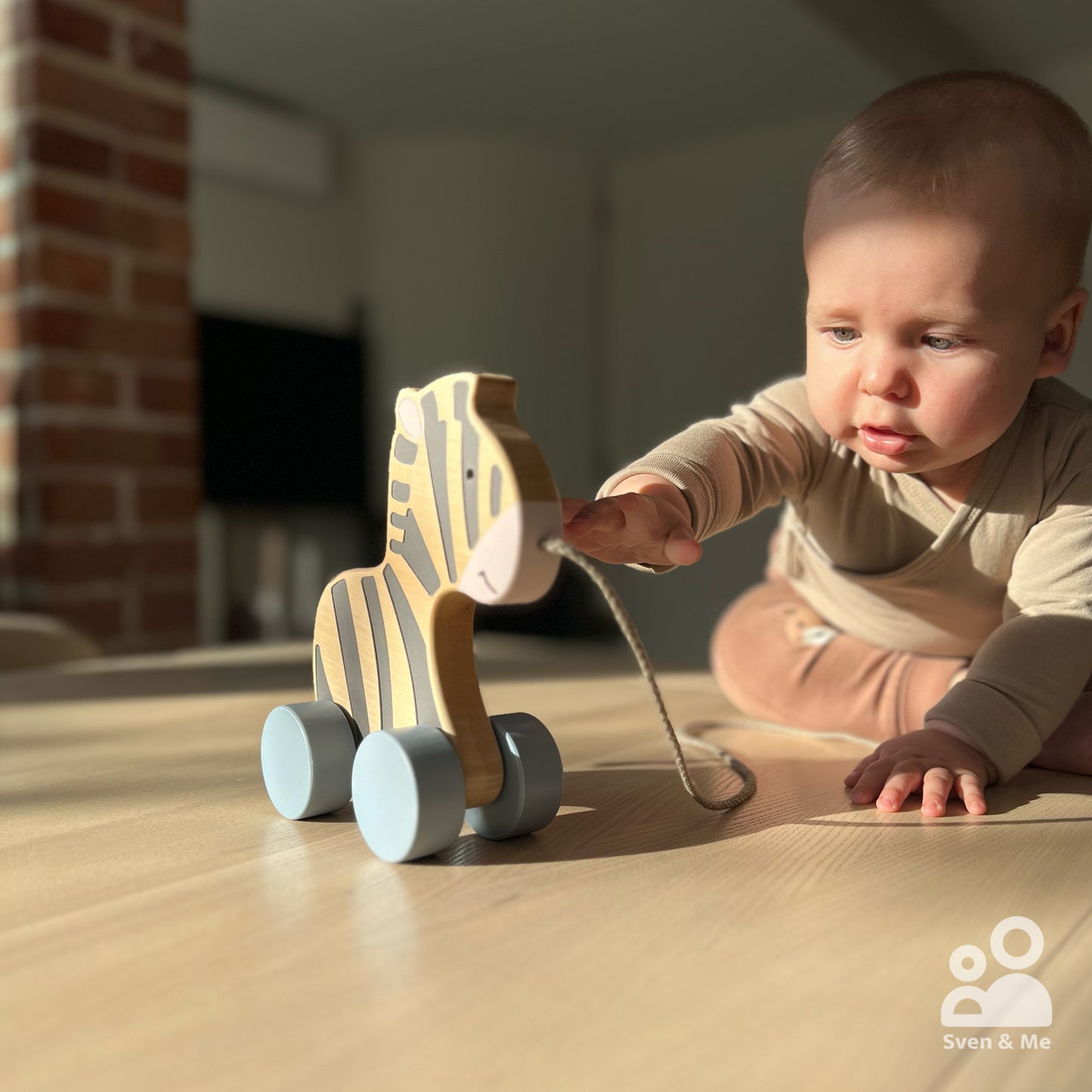 Wooden pull toy Zebra