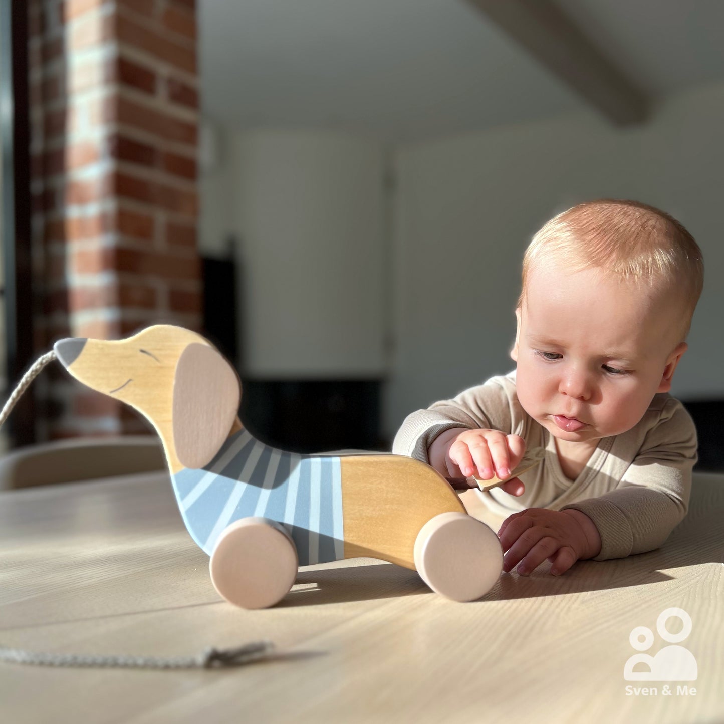 Wooden pull toy Dachshund