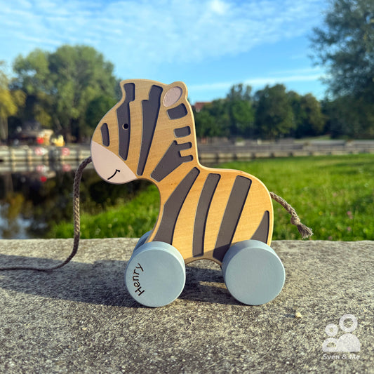 Wooden pull toy Zebra