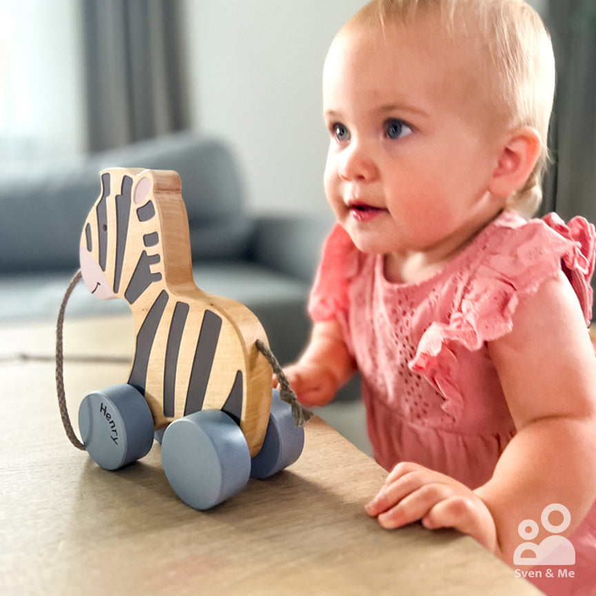 Wooden pull toy Zebra