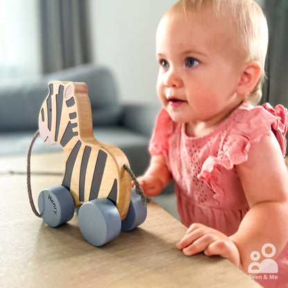 Wooden pull toy Zebra