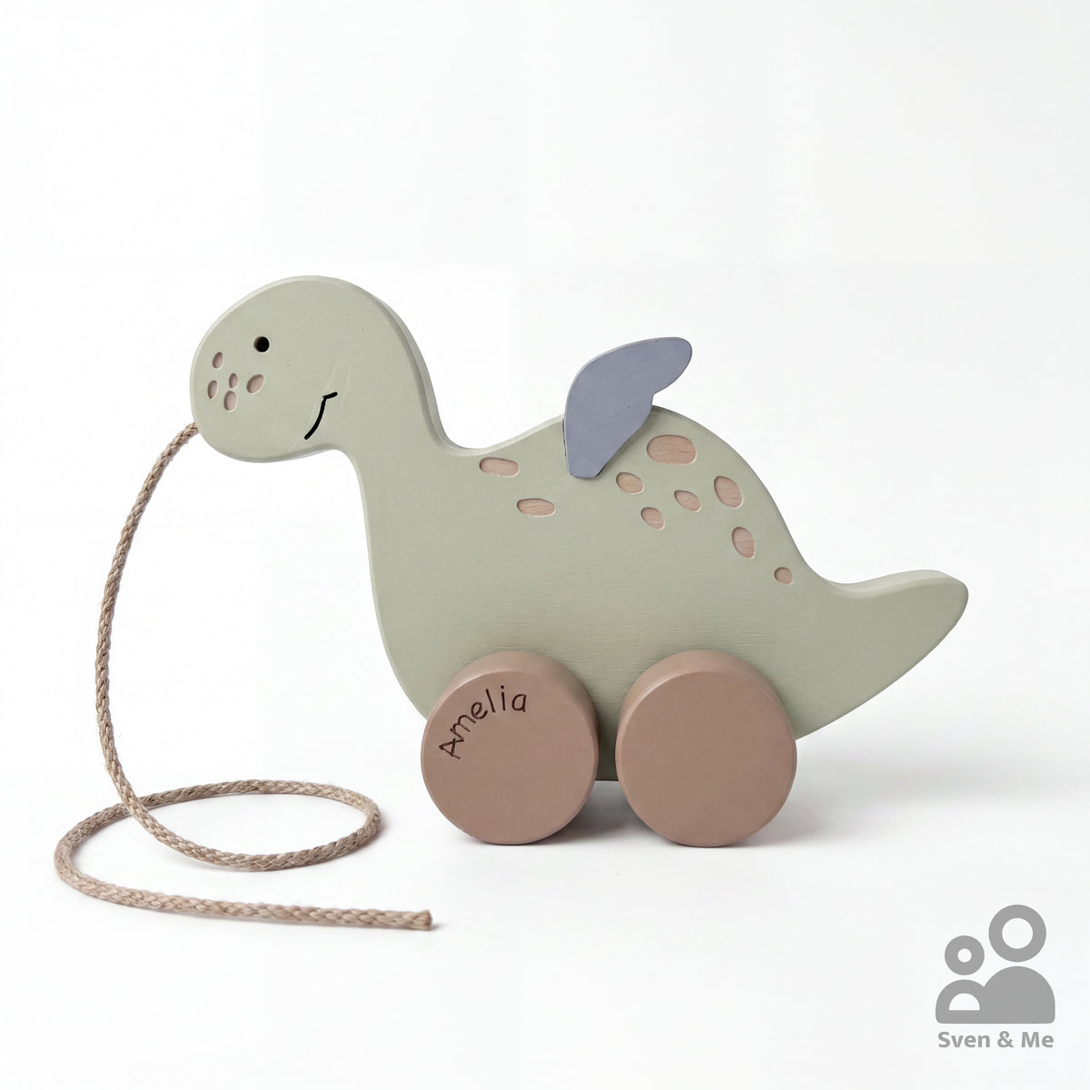 Wooden pull toy Dino