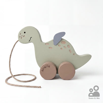 Wooden pull toy Dino